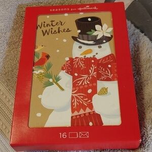 Hallmark Winter Wishes w Snowman cards NWT 16 count. CHRISTMAS